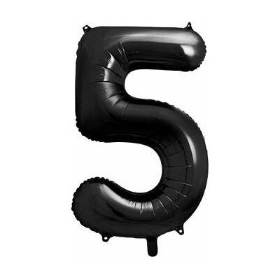 PartyDeco Fóliový balón číslo 5 čierny 86 cm