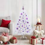 vidaXL Изкуствено коледно дърво с хингед Бяло 120 cm PVC и стомана (3426582)