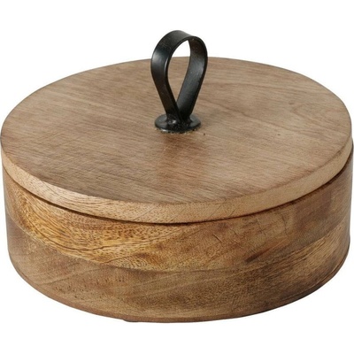 Boltze KABIR kulatá krabička mangové dřevo 19 cm