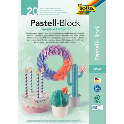 Blok - sada 20ks papírů A4, 130g a 300g pastelový mix Folia - Bringmann PAP678