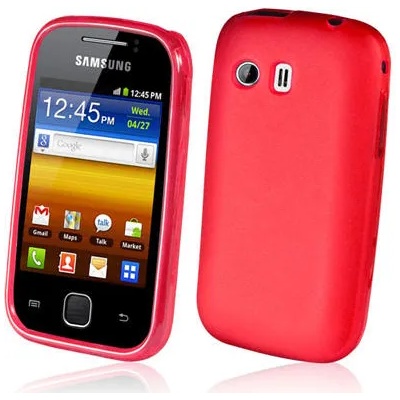 Samsung S5300 Galaxy Pocket Силиконов Калъф Червен + Протектор