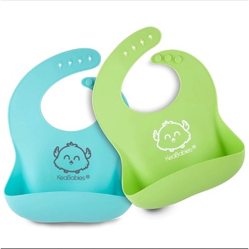 Image 1 of KeaBabies Силиконови Лигавници 2 Броя Син/Зелен Keababies