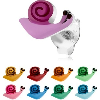 Šperky eshop puzetové náušnice barevný šneček s lesklou ulitou I21.1 světlemodrá