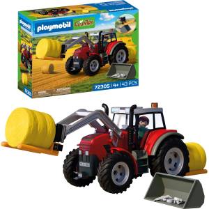 Playmobil | Country | Large Tractor with Hay Bales | Powerful Tractor with Front Loader, Round Bales & Tool Set | For Children Aged 4 and Up | 72305 (72305)