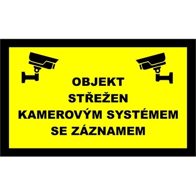 Objekt střežen kamerovým systémem se záznamem - 15 x 9 cm - samolepící