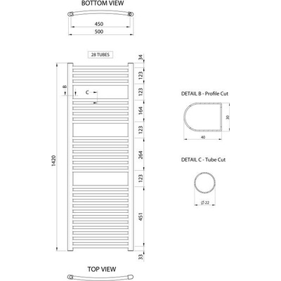 Aqualine ALYA 500 mm x 1420 mm LLC203