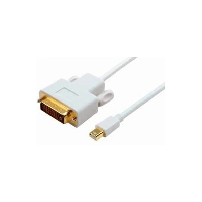 MicroConnect Mini DisplayPort to DVI-D Cable 1m Dual Link 24+1, Passive White, Gold plated, Resolution : 1920*1080p