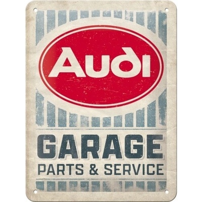 Plechová ceduľa Audi - Garage Parts & Service, 15 x 20 cm