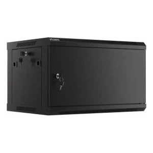 Lanberg Hanging cabinet 19 6U 600x450 black Lanberg metal door (flat pack)