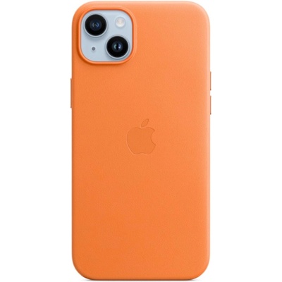 Apple iPhone Leather Case with MagSafe - оригинален кожен кейс (естествена кожа) с MagSafe за iPhone 14 Plus (оранжев)