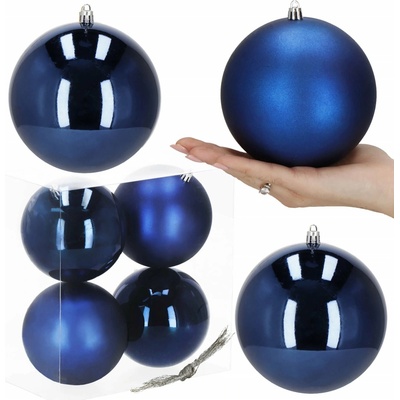 Springos Vánoční Koule na vánoční stromek plastová, modrá, nerozbitná, 12 cm, 4 ks