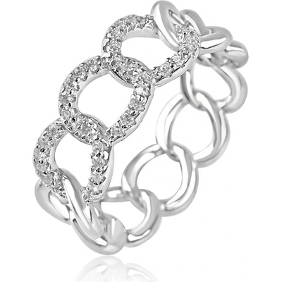 Meucci Stříbrný prsten se spojenými kroužky a zirkony SR172