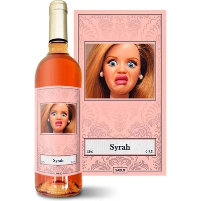 Sablio Znechutená Barbie - Meme Barbie Syrah ružové suché víno 12 % 0,75 l (čistá fľaša)