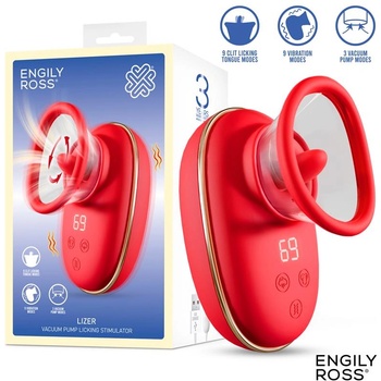 Image 1 of Engily Ross Lizer Vacuum Pump Licking Stimulator with Vibrations Red