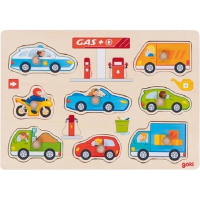 Goki Пъзел с дръжки Goki - Бензиностанция (57341)