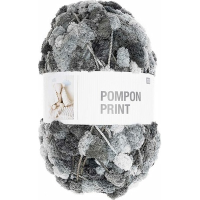 Rico design háčkovacia bambulková priadza POMPON Print sivý mix - 1 ks