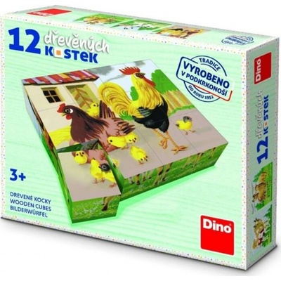 Dino kostky Domácí zvířátka retro 12 kostek