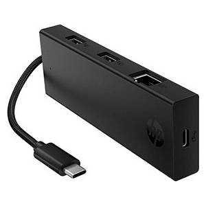 HP USB-C многопортов хъб 4-портов, B8SU8UT, черен, дължина на кабела 15 см, 1 USB Type-CR, 2 USB Type-A, 1 RJ-45 (B8SU8UT)
