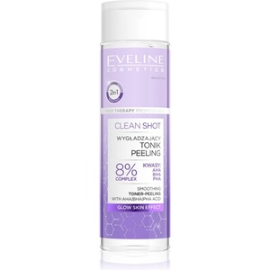 Eveline Cosmetics Clean Shot 8% Complex Of Hydroxy Acids изглаждащ тоник с пилинг ефект 200ml