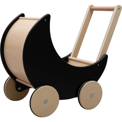 Baby Mix dřevěný kočárek chodítko pro děti 2 v 1 Montessori černý