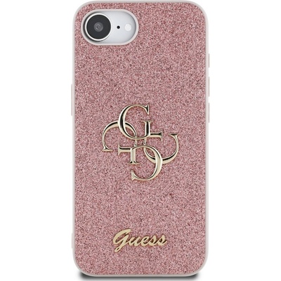 GUESS Гръб Guess за iPhone 16E , PU, Fixed Glitter, 4G Metal Logo, Розов