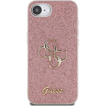 Image 1 of GUESS Гръб Guess за iPhone 16E , PU, Fixed Glitter, 4G Metal Logo, Розов