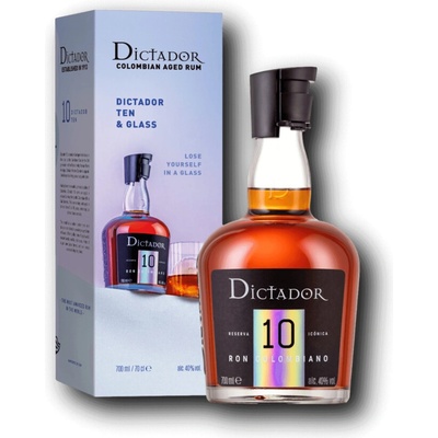 Dictador 10y 40% 0,7 l (dárčekové balenie s 1 pohárom)
