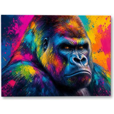 Plakát – Gorila v záplavě barev 100 × 75 cm Bez rámu Bez rámu Ne