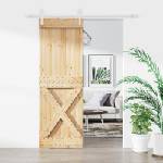 vidaXL Преплъзваща се врата Естествено и бяло 70 x 210 cm (3445145)