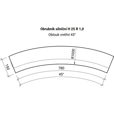 CSB Obrubník H OBLOUK R1 vnitřní šedý 1 ks