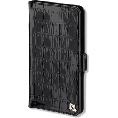 4smarts Ultimag Wallet Laneway Croco Case - универсален кожен калъф с магнитно захващане за смартфони до 5.8 инча (черен)