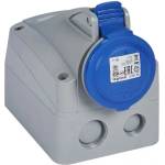 Legrand КОНТАКТ ЗА ОТКРИТ МОНТАЖ ip44 2p+e, 16a 220/250v legrand - СИВ/СИН (3245065551549)