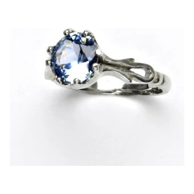 Čištín Zlatý prsten bílé i žluté zlato prstýnek se zirkonem zirkon akvamarin T 1261