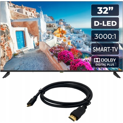 Kiano Elegance TV 32" Smart LED - HD, Android TV, WiFi, DVB-T2, Noir (2024)