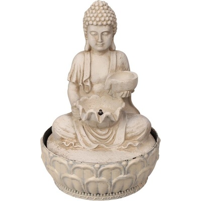 HOMESTYLING Fontána pokojová s LED osvětlením 29 cm Budha béžová – Zbozi.Blesk.cz