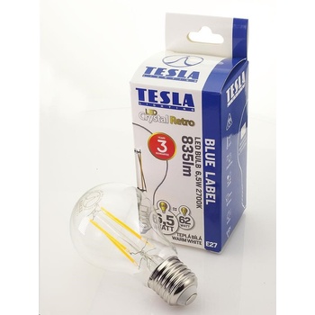 Tesla LED žiarovka Crystal Retro BULB E27 6,5W 230V 835lm 2700K teplá biela 360°,čirá