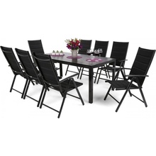 Home Garden Záhradný nábytok Ibiza s 8 stoličkami a stolom 185 cm, čierny