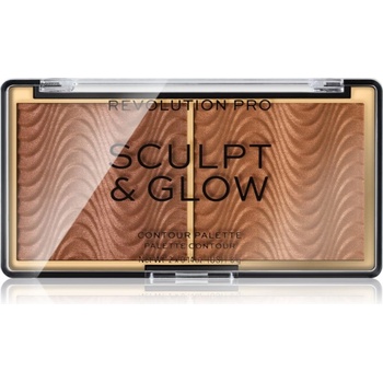 Revolution PRO Sculpt And Glow палитра за контуриране и озаряване цвят Medium-Deep 8 гр