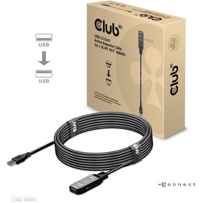 Club3D CAC-1404 USB 3.2 Gen1 Active Repeater, M/F 28AWG, 5m