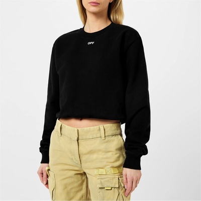 OFF WHITE Риза с дълъг ръкав OFF WHITE Women's Stamp Cotton Long Sleeve Crew Sweatshirt - Black 1001