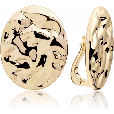 Sparkling Jewels Oválne pozlátené náušnice EAG26