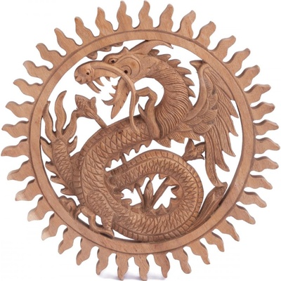 Dřevěná nástěnná dekorace DRAK natural ø 30 cm
