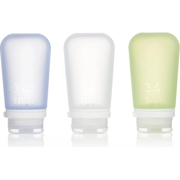 humangear GoToob+ Силиконова бутилка за пътуване/касета Pack 3 100 ml прозрачна/зелена/синя (071101)