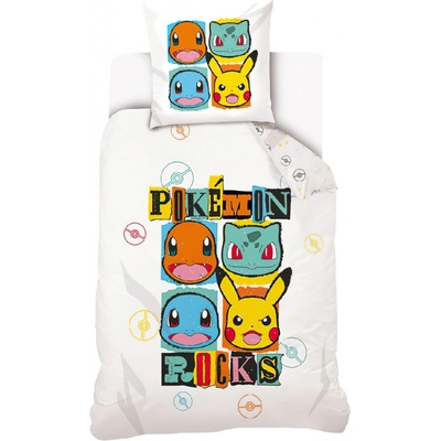 Carbotex povlečení POKÉMON ROCKS bílé bavlna hladká 140x200 70x90 – Zboží Dáma