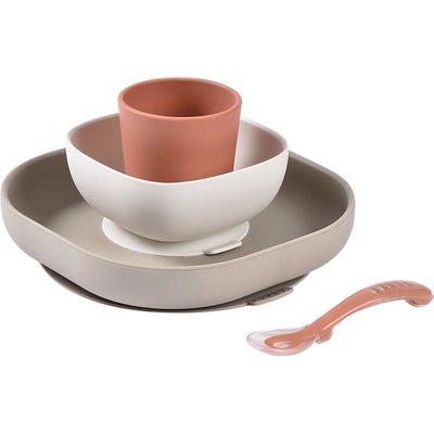 Beaba Jedálenská sada silikónová Terracotta 4 ks