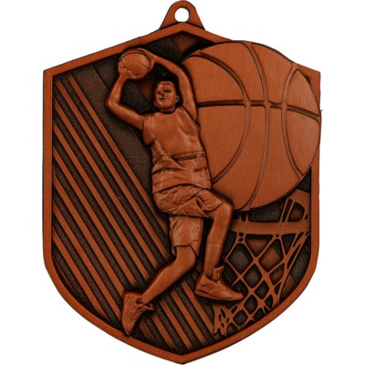 MD8048/B Medaila basketbal 79x64 mm hr.2,5 mm bronz 7,9x6,4x0,25 cm