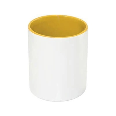 Stojan na psací potřeby keramický s barevným vnitřkem - žlutá sublimace termotransfer