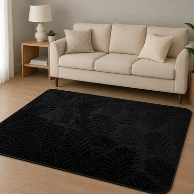 Takoy Koberec 120x170 vzor listí černý-HT-00413 | 120 x 170 cm