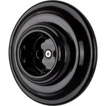 Reblig - порцеланова ретро стенна контактна розетка с рамка SCHUKO 250V/16A, черна (RG0217)