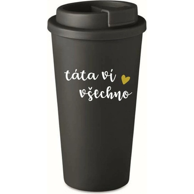 Giftela TÁTA VÍ VŠECHNO černý termohrnek 475 ml